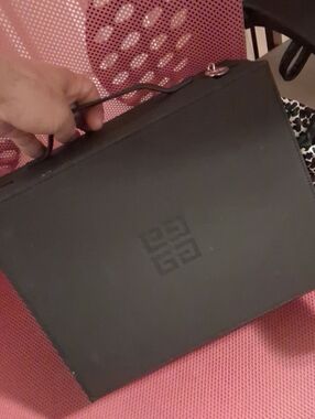 Givenchy Black Embossed Logo Top-Handle Case